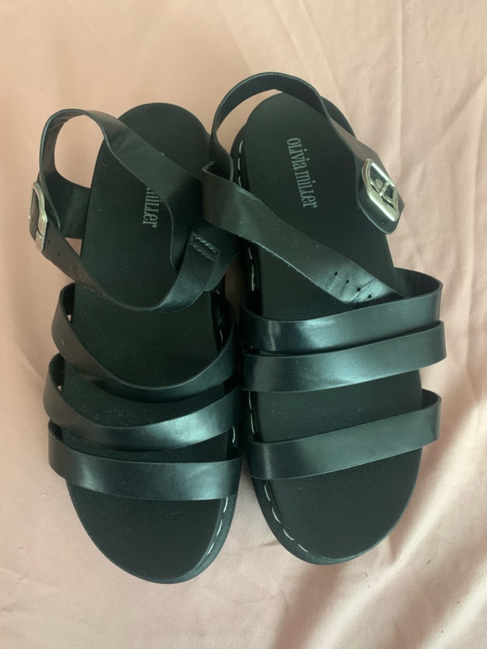Olivia Miller Black Multi-Strap Women's Sandals